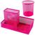 Cj Porta Lápis + Porta Treco Organizador de Mesa de Escritório Kit caneta metal aramado Rosa