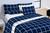 Colcha Cobre Leito P/ Cama de Casal King Size 200 Fios Grid Azul