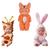 Coleção 3 Bonecas Mini Bebês Infantil Amor de Bichinhos 11cm Girafa, Coelhinha, Raposa