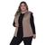 Colete feminino plus size nylon com capuz inverno Bege