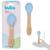 Colher De Silicone Cabo Bambu Introdução Alimentar Buba Baby Azul