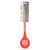 Colher Vazada Redonda Silicone Cabo Bambu 32cm Cozinha Vermelho