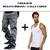 Combo 1 Calça Masculina Cargo Boca Larga Com Elástico + 1 Regata Masculina Canelada Ribana Estilo Americana Calça cinza, Regata branca