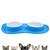 Comedor Pote Para Ração Agua Tigela Duplo Cachorro Gato Silicone Azul