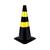 Cone borracha flexivel 75cm com faixa refletiva Preto, Amarelo