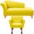 Conj Chaise Sofá Divã + 1 Poltrona Decorativa Iza Retro Sued amarelo