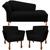 Conj Recamier Sofá Divã + 2 Poltronas Decorativa Iza Retro Sued preto