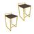 Conjunto 02 Banquetas Pietra Suede Base Dourado D'Rossi Marrom