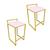 Conjunto 02 Banquetas Pietra Suede Base Dourado D'Rossi Rosa Bebê