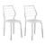 Conjunto 2 Cadeiras 1716 Casual Tecido Fantasia Branco Cromado Branco