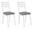 Conjunto 2 Cadeiras Europa 141 Branco Liso - Artefamol Branco Assento Cinza Platina