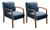Conjunto 2 Poltronas Anita Cadeiras Decorativas Recepção, Varanda Linho Azul 330