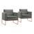 Conjunto - 2 Poltronas Apolo Luxo Base Bronze Castellar Linho Cinza