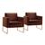 Conjunto - 2 Poltronas Apolo Luxo Base Bronze Castellar Corino Café