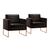 Conjunto - 2 Poltronas Apolo Luxo Base Bronze Castellar Corino Preto