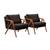 Conjunto - 2 Poltronas Mona Luxo Madeira Maciça Castellar Corino Preto