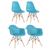 Conjunto 2 x cadeiras Eames DAW com braços + 2 cadeiras Eiffel DSW Azul-Tiffany