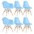 Conjunto 2 x cadeiras Eames DAW com braços + 4 cadeiras Eiffel DSW Azul-claro