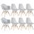 Conjunto 2 x cadeiras Eames DAW com braços + 6 cadeiras Eiffel DSW Cinza-claro