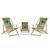 Conjunto 3 Cadeiras Espreguiçadeira Dobrável Madeira Maciça Natural 2 Adulto 1 Infantil Araras Natural
