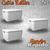 Conjunto 3X Caixa Organizadora Rattan 17 Litros Grande Com Tampa Kit 3X Organizador Cozinha Sala Quarto Banheiro Jardim Limpeza Decoração Branco