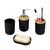 Conjunto 4 acessórios de banheiro de bambu kit completo porta escova sabonete Preto