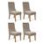 Conjunto 4 Cadeiras Amélia Carvalho Europeu/Veludo Caqui - PR Móveis Carvalho Europeu/Veludo Caqui