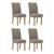 Conjunto 4 Cadeiras Bella - Móveis Henn Nature/Veludo Marrom Amêndoa