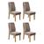 Conjunto 4 Cadeiras Curvata Carvalho Europeu/Veludo Caqui - PR Móveis Carvalho Europeu/Veludo Caqui