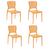 Conjunto 4 Cadeiras de Plástico com Encosto Vazado Horizontal Sofia - Tramontina Laranja 92237/090