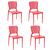 Conjunto 4 Cadeiras de Plástico com Encosto Vazado Horizontal Sofia - Tramontina Vermelho 92237/040