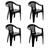 Conjunto 4 Cadeiras de Plástico para Bar Polipropileno ECO Iguape - Tramontina Preto 92221/009