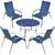 Conjunto 4 Cadeiras e Mesa Alta Alumínio Para Área Externa Fortaleza Fibra Sintética Artesanal Azul