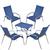 Conjunto 4 Cadeiras e Mesa de Centro Alumínio Para Área Externa Fortaleza Fibra Sintética Artesanal Azul