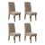 Conjunto 4 Cadeiras Elen Carvalho Europeu/Veludo Caqui - PR Móveis Carvalho Europeu/Veludo Caqui