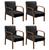 Conjunto 4 Poltronas Decorativa Anita Kit Cadeiras Sala Recepção Corino Preto 200