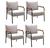 Conjunto 4 Poltronas Jade Moderna Braço Metal Cadeira Decorativa Sala Recepção Suede Bege Claro 080