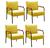 Conjunto 4 Poltronas Jade Moderna Braço Metal Cadeira Decorativa Sala Recepção Veludo Amarelo 090