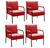 Conjunto 4 Poltronas Jade Moderna Braço Metal Cadeira Decorativa Sala Recepção Suede Vermelho 100