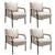 Conjunto 4 Poltronas Jade Moderna Braço Metal Cadeira Decorativa Sala Recepção Linho Bege 140