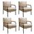 Conjunto 4 Poltronas Jade Moderna Braço Metal Cadeira Decorativa Sala Recepção Linho Marrom 150
