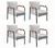 Conjunto 4 Poltronas Jade Moderna Braço Metal Cadeira Decorativa Sala Recepção Corino Branco 190
