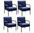 Conjunto 4 Poltronas Jade Moderna Braço Metal Cadeira Decorativa Sala Recepção Suede Azul Marinho 210