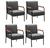 Conjunto 4 Poltronas Jade Moderna Braço Metal Cadeira Decorativa Sala Recepção Suede Cinza Grafite 220