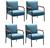 Conjunto 4 Poltronas Jade Moderna Braço Metal Cadeira Decorativa Sala Recepção Veludo Azul 240