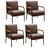 Conjunto 4 Poltronas Jade Moderna Braço Metal Cadeira Decorativa Sala Recepção Veludo Marrom 260