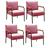 Conjunto 4 Poltronas Jade Moderna Braço Metal Cadeira Decorativa Sala Recepção Suede Rosa 280