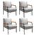 Conjunto 4 Poltronas Jade Moderna Braço Metal Cadeira Decorativa Sala Recepção Linho Cinza 320
