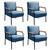 Conjunto 4 Poltronas Jade Moderna Braço Metal Cadeira Decorativa Sala Recepção Linho Azul 330