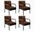 Conjunto 4 Poltronas Jade Moderna Braço Metal Cadeira Decorativa Sala Recepção Corino Marrom 360